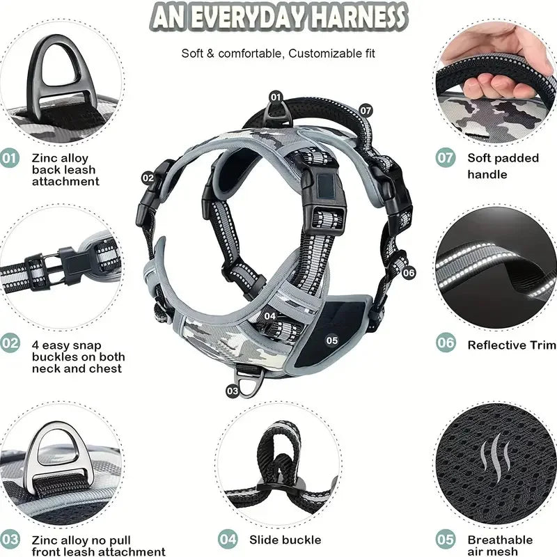 Easy Walking Reflective No-Pull Dog Harness With Handle For Training
